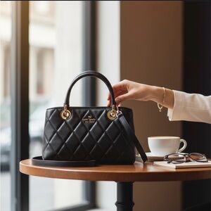 NWT Kate Spade Carey Small Quilted Sullivan Satchel Black